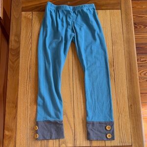 Persnickety Blue Knit Leggings Button Cuff Girls Size 6